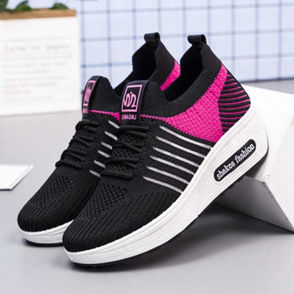 

2021 designer women's flying shoes fashion trend high heel leisure sports thick soled runningtraining sneakers