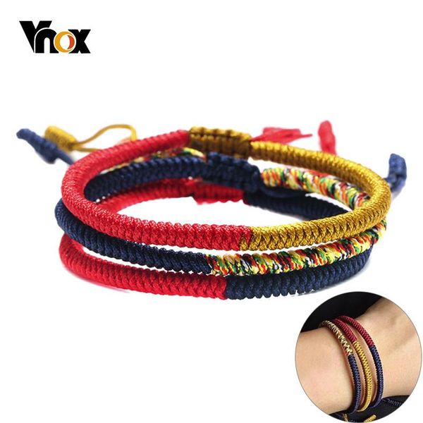 

link, chain vnox handmade lucky rope knots bracelet for men women tibetan buddhist good luck tibet monks meditation prayer, Black