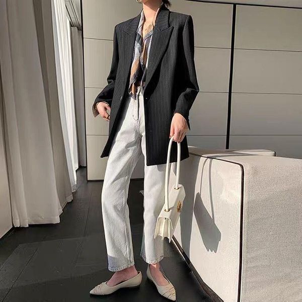 

women's suits & blazers superaen professional suit jacket women profile striped design office lady full retro thin coats, White;black