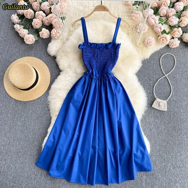 

casual dresses guilantu summer sleeveless backless beach dress women spaghetti strap vintage midi elegant club party, Black;gray