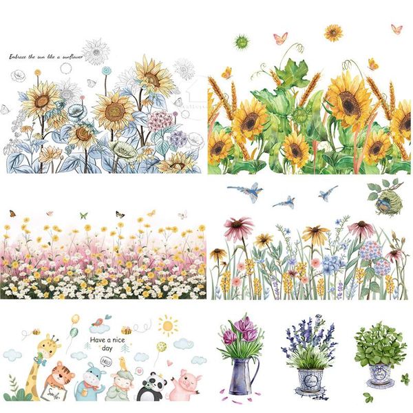 

wall stickers various flower baseboard sticker for living room bedroom corridor decor removable decals home decoration