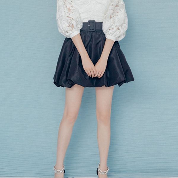 

skirts women's bud black skirts high waist simple sashes female mini skirt