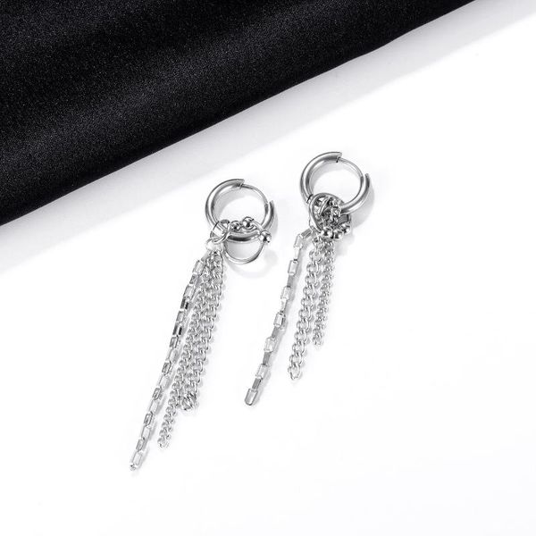 

stud ch-168 japanese and korean sen series cold wind tassel chain earrings vibrato source stainless steel, Golden;silver