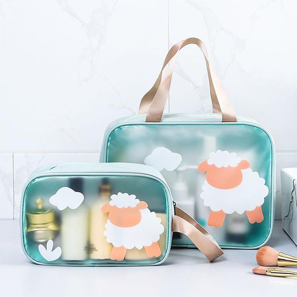 

storage bags women cute waterproof transparent travel large cosmetic bag makeup case bath make up organizer toiletry wash swim pouch