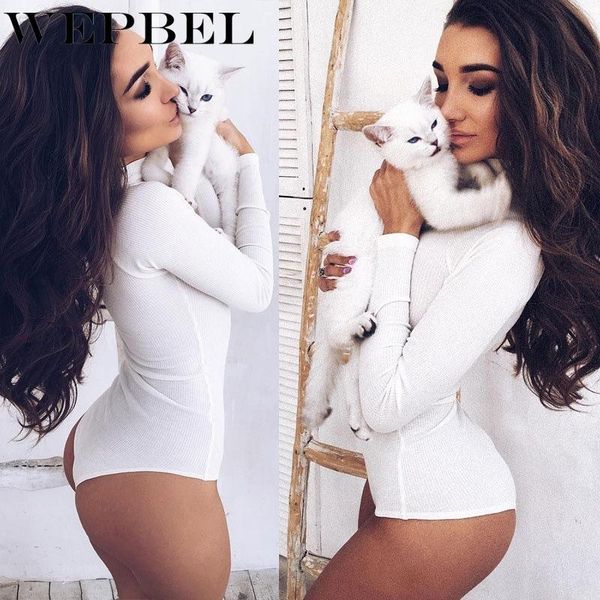 

high collar tights long sleeve jumpsuits elastic playsuit overalls women's stretchy slim bodycon rompers &, Black;white