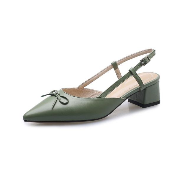 

summer thick heel with baotou pointed leather sandals 33-41, Black