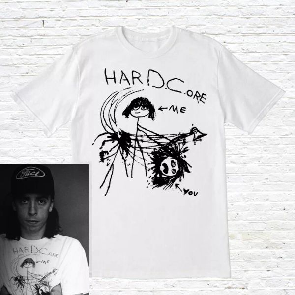 

hard.core t-shirt (worn by dave grohl), White;black