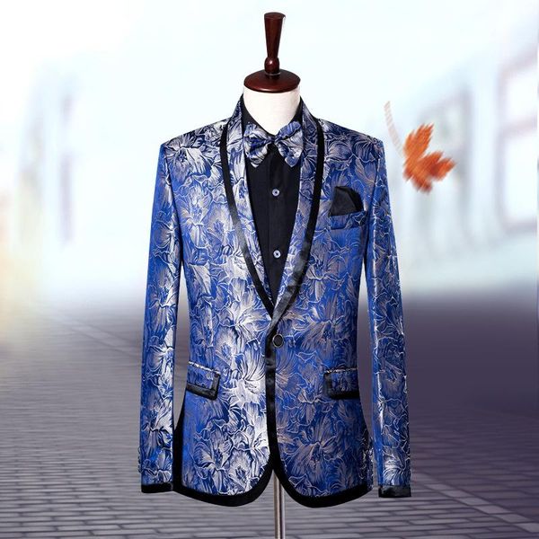 

men's suits & blazers 2021 suit korean version of printing supporter stage performance clothes embroidered wedding banquet, White;black