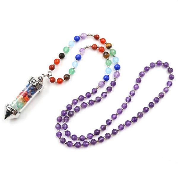 

pendant necklaces rainbow stone silver plated wish bottle cute cat necklace with long beads chain for anniversary gift jewelry