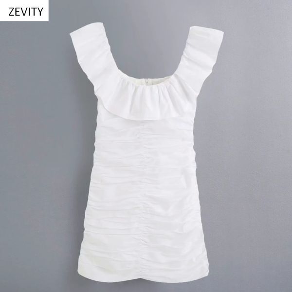 

women fashion ruffles off shoulder pleated white slim dress female back zipper vestido chic summer party dresses ds3897 210419, Black;gray
