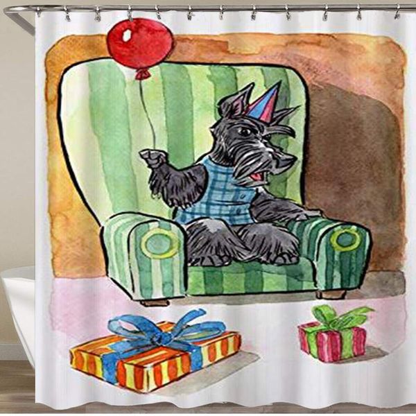 

shower curtain,animal schnauzer dog on the sofa,polyester fabric waterproof bath curtains hooks included - 72 x 72 inches