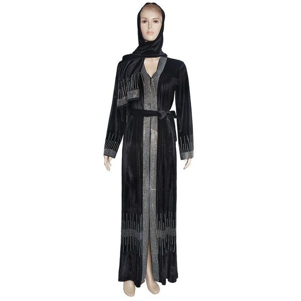 

ethnic clothing velvet african dress for women dashiki autumn africa plus size muslim long dresses robe africaine femme, Red