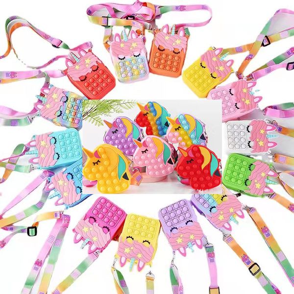 

fidget toys coin purse cute unicorn simple dimple messenger bag push bubble anti-stress children's decompression toy toy pop keychain w