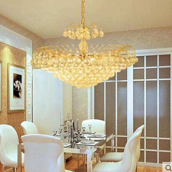 

pendant lamps european crystal led living room dining chandeliers golden bedroom restaurant lighting