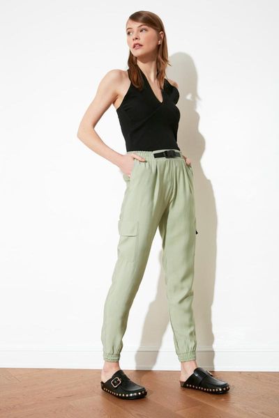 

women's pants & capris trendyol belt detail twoss20pl0328, Black;white