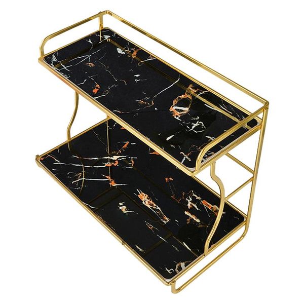 

storage boxes & bins dresser multifunctional rack marble print bathroom countershelf 2 tire makeup organizer tray kitchen modern display