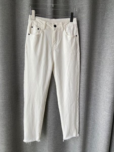 

fashion women 2021 loose small straight high waist white jeans 0330 women's, Blue