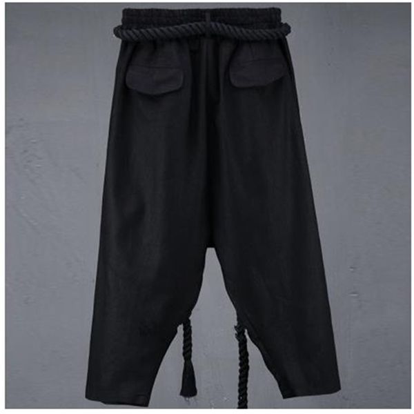 

men's trousers spring and summer low crotch men's wide-leg retro culottes bloomers stage outfit yamamoto style 211119, Black