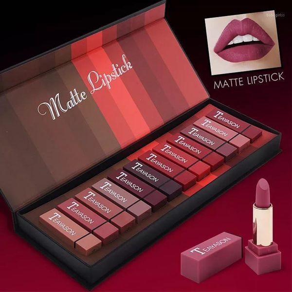 

sales 12 pcs /lot matte lipstick set gift waterproof long-lasting velvet red tint nude batom makeup se1
