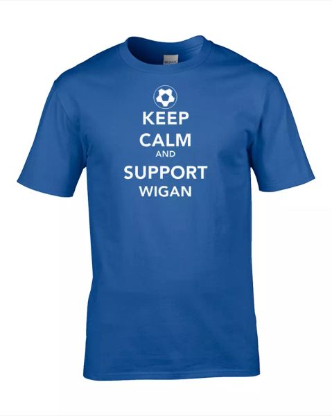 

keep calm and support wigan - mens football supporter t shirt, White;black