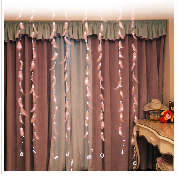 

strings feather curtain lights led string usb with remote fairy 8 work modes copper