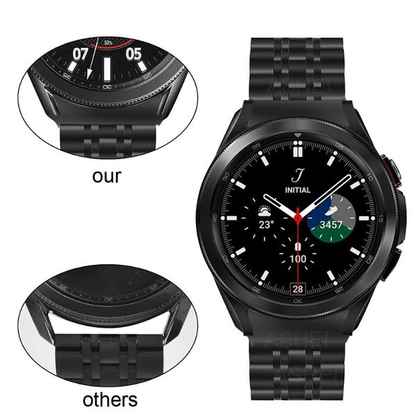 

watch bands no gaps bracelet for samsung galaxy 4 calssic 46mm 42mm 44mm 40mm band curved end stainless steel metal strap, Black;brown