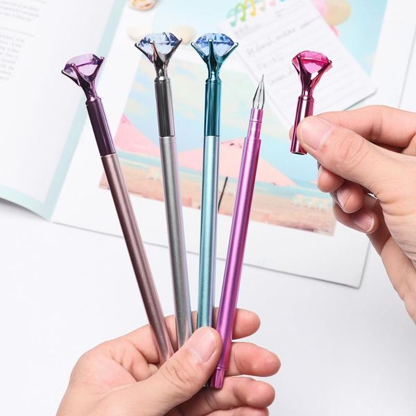 

gel pens 1pc kawaii ballpoint pen fashion diamond crystal ball big gem metal school office stationery supplies gift1
