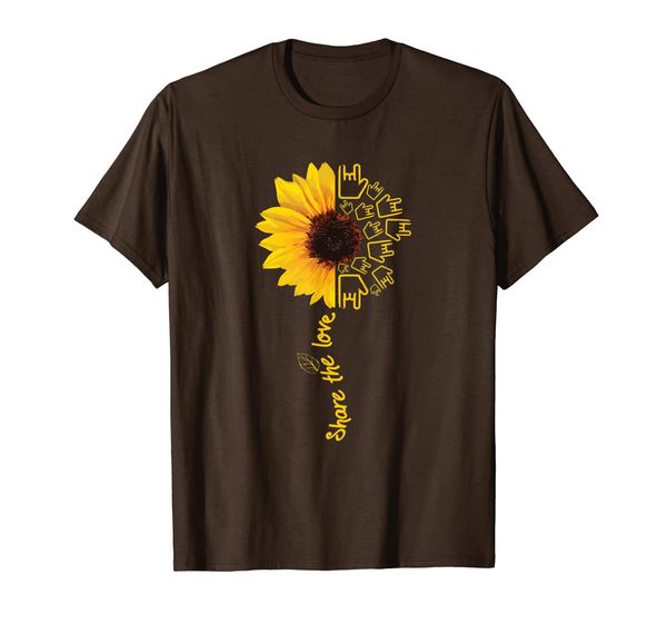 

asl american sign language sunflower share the love shirt, White;black