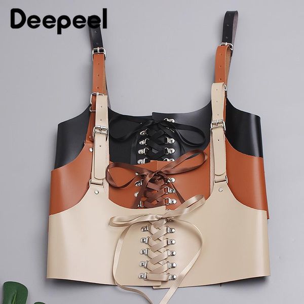 

deepeel 1pc 72cm 2021 punk women pu strap suspenders cummerbunds female fashion waist corset luxury harness peplum belt belts, Black;brown
