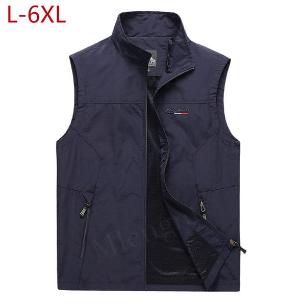 

men's vests summer men quick dry vest thin mesh solid sleeveless jackets multi-pocket classic waistcoats large size -7xl pographer, Black;white