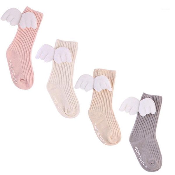 

0-4t born baby girl angels wing middle tube socks cute high long cotton comfortable children princess, Pink;yellow