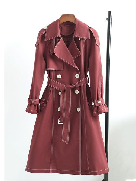 

women's trench coats fashion irregular spring women coat european style slim elegant double breasted streetwear with belt 2021, Tan;black