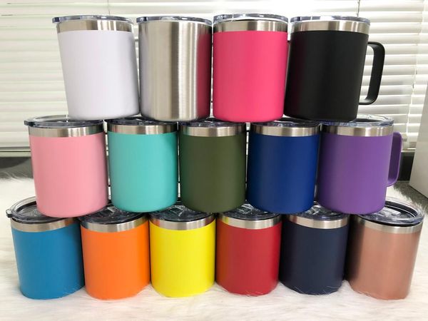 

mugs 50pcs/lot 12oz coffee mug with handle lid stainless steel wine tumbler thermal milk cups gifts for man