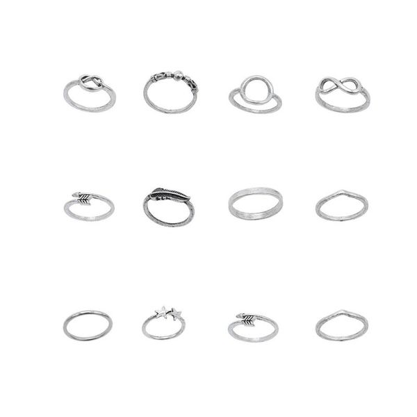 

dangle & chandelier trendy ins style fashion personality metal index finger ring combination set female niche design elegant jewelry, Silver