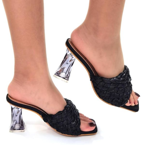 

dress shoes fashion black women african ladies summer high heels slippers sandals plus size pantoufle femme pantuflas cr675 7.5cm