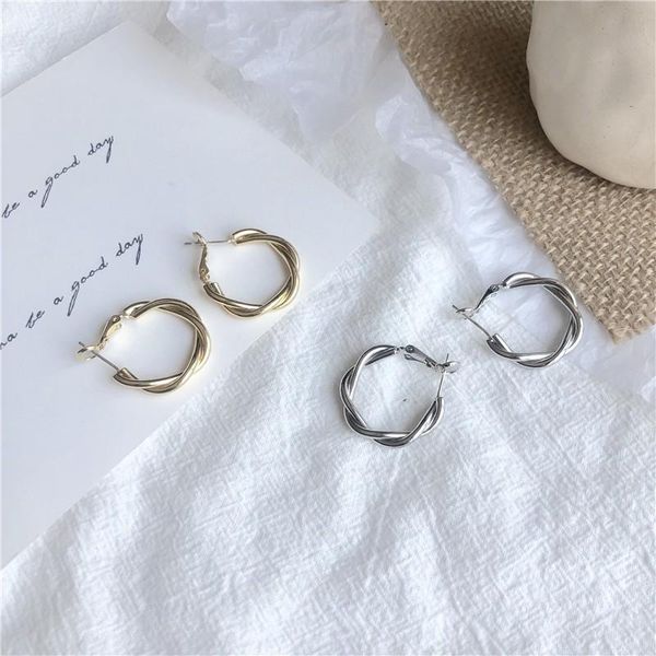 

hoop & huggie fashion retro cross woven twisted earrings personality geometry european and american simple women, Golden;silver