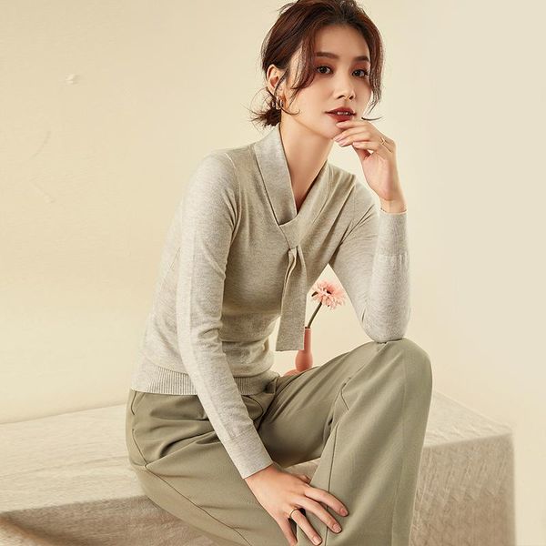 

women's polos knitted 2021 autumn and winter pullover inner wear long sleeve slim fit western style slimming bottoming sweater, White