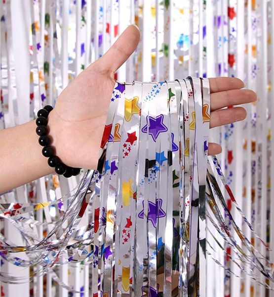 

party decoration twinkle star po booth backdrop metallic tinsel foil fringe curtain background birthday wedding decor 78inch