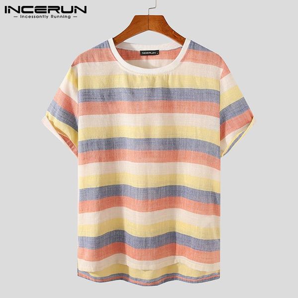 

men striped t shirt round neck short sleeve summer casual tee vintage 2021 streetwear leisure camiseta masculina men's t-shirts, White;black