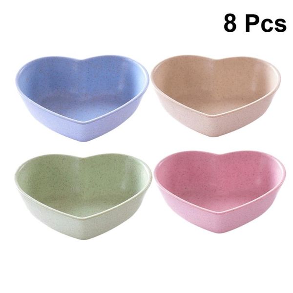 

cups & saucers 8pcs heart shaped saucer creative sauce seasoning dish snack food plates appetizer for home restaurant (assorted color)