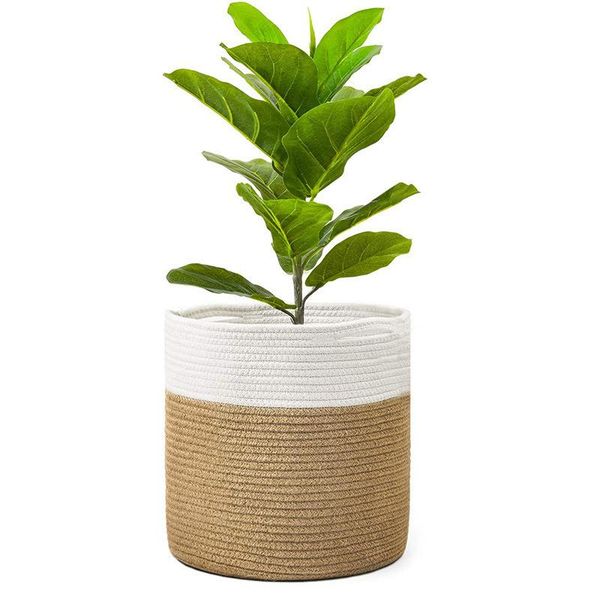 

storage baskets cutelife cotton woven rattan basket plant flower laundry bag kitchen clothes toy organizer decoration home