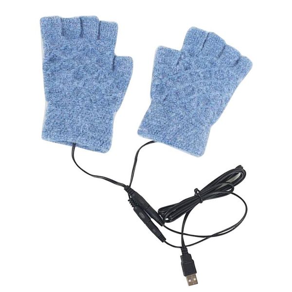 

cycling gloves solid color soft women men usb heated mitten full&half finger winter warm knit hand, Black