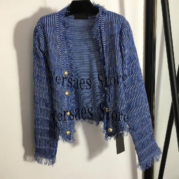 

women's knits & tees 2021 luxury design fashion personality double row gold button tassel wool shoulder pad long sleeve knitted cardiga, White