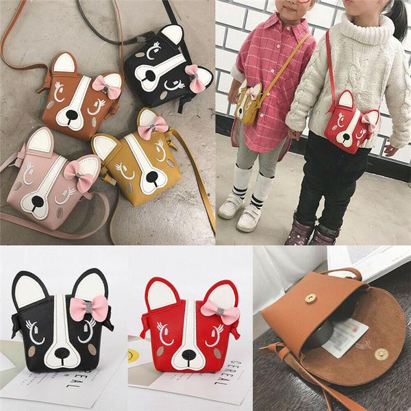 

handbags little baby girl cute dog bow leather backpack fashion messenger bag, Black
