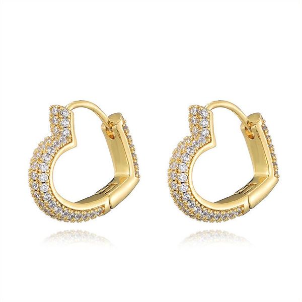 Hoop Huggie Hip Hop Heart Ear Ring Orecchini di design per donna Uomo Brilliant CZ Ciondola accessori intarsiati Gioielli di alta qualità