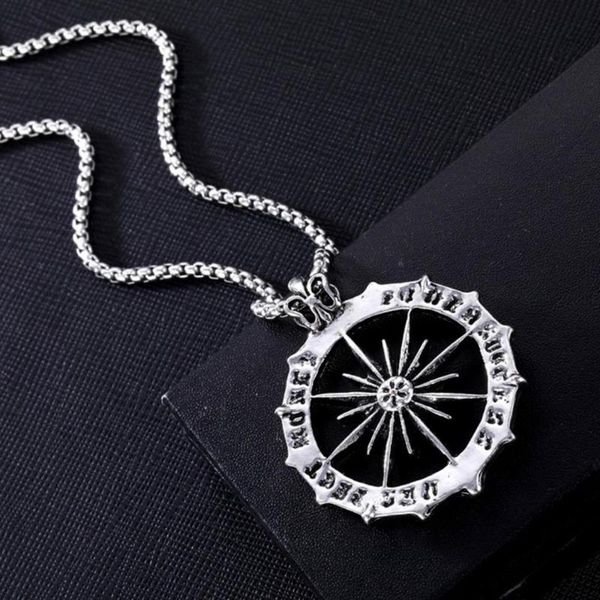 

western vintage hip-hop plain pendant necklace stainless steel rudder star female male jewelry necklaces, Silver