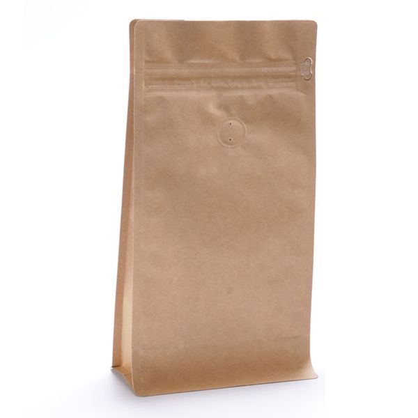

kraft valve paper custom snacks food packing bag with window for coffee