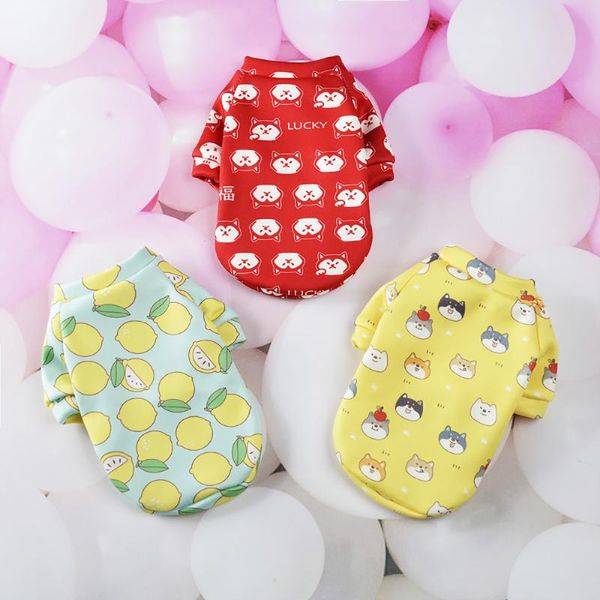 

dog apparel cartoon clothes plush two legged sweater autumn winter pullover pet small cat cute printed chihuahua teddy