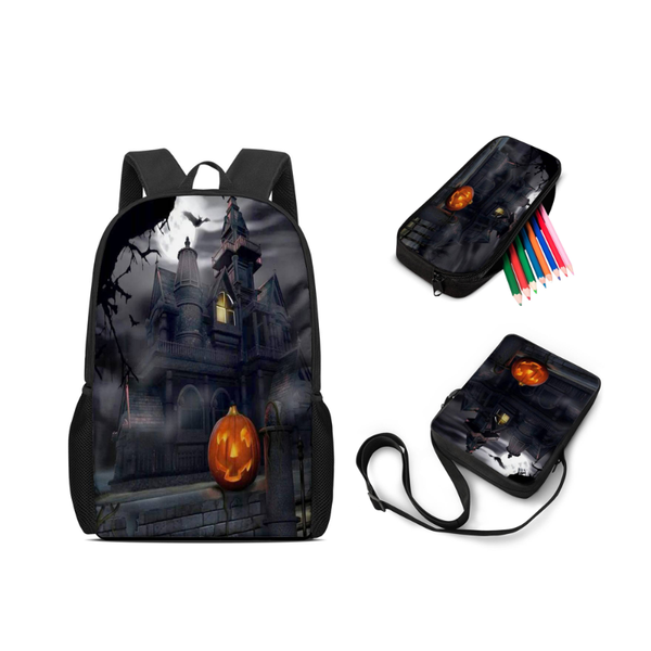 

customizable children's schoolbag 3-piece backpack halloween shoulder bag pencil school bags