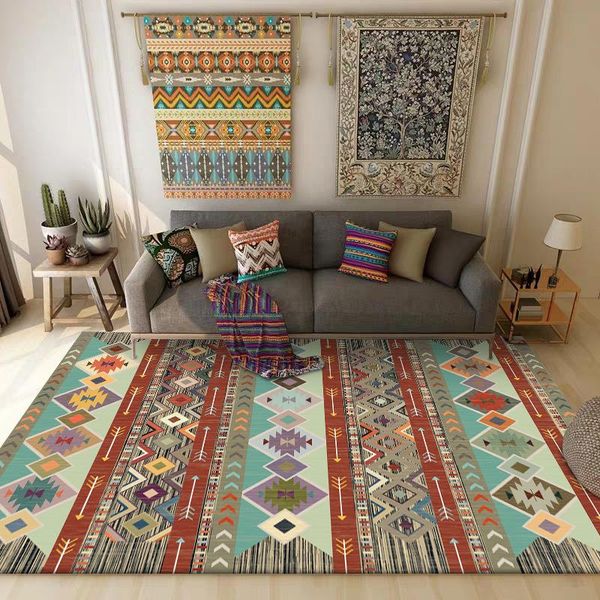

bohemian style carpet and rug persian geometric ethnic living room decor tapete bedroom bedside sofa table anti-slip floor mat carpets